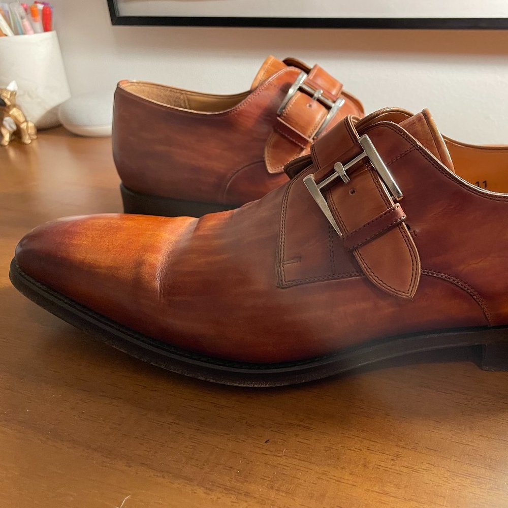 Magnanni Men's Manning monk strap dress shoes (cognac color/size 11 US)